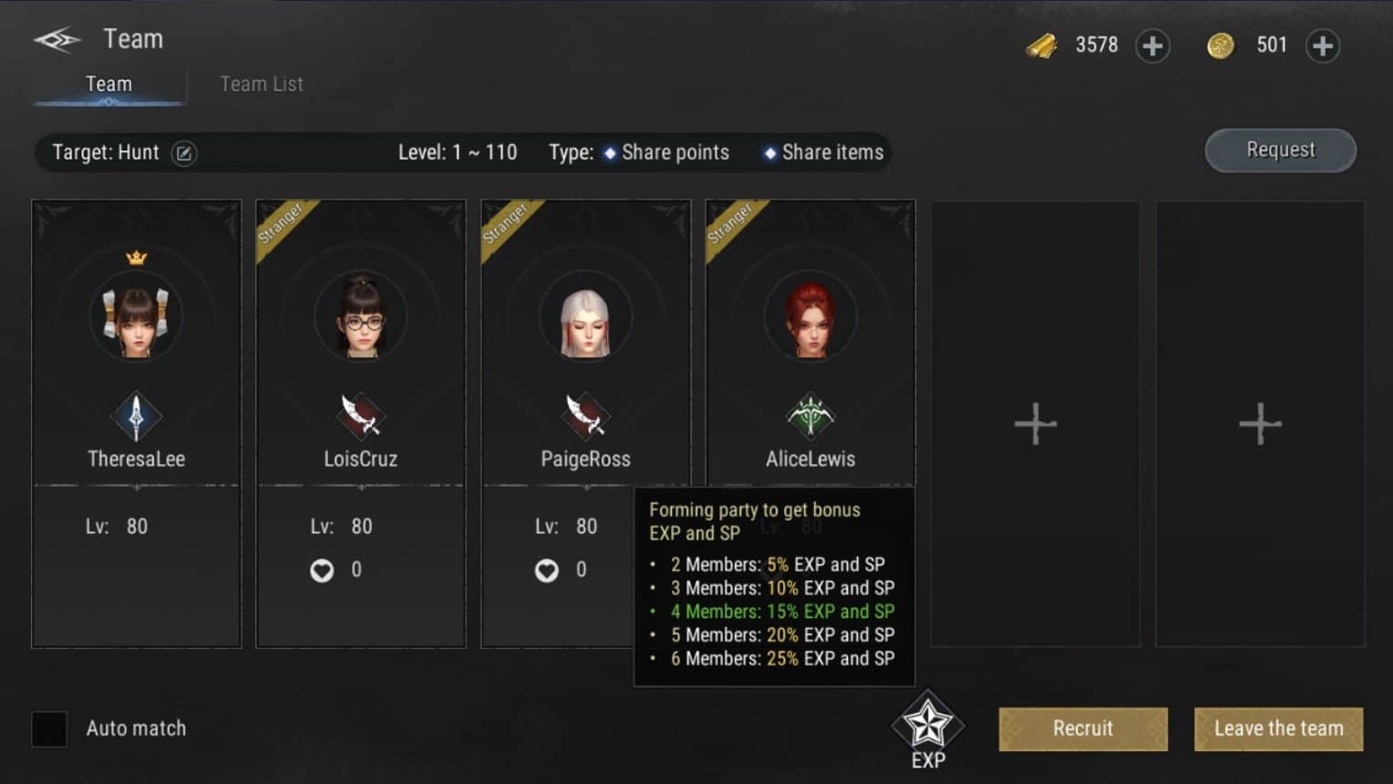 تعديل الميزة: خبرة الفريق (Party EXP)